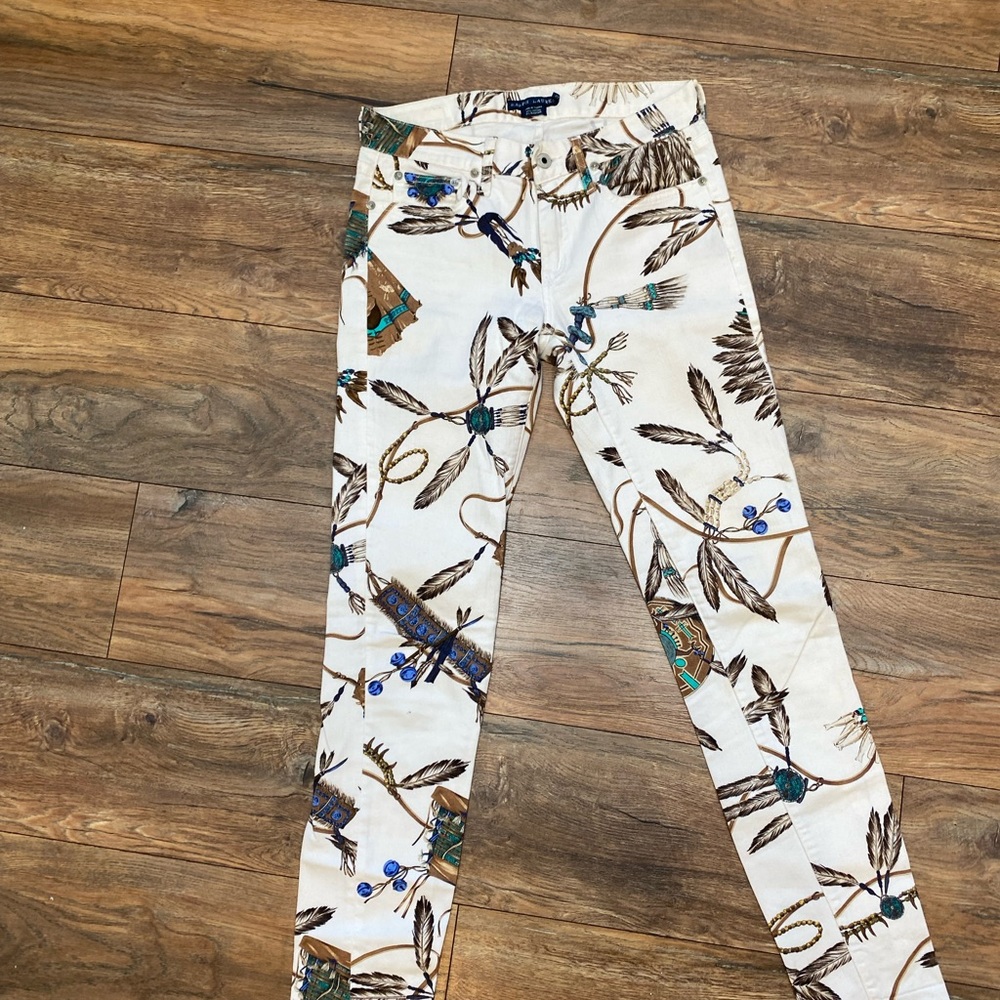 Ralph Lauren Rare Blue Label Native American Indian White Jeans - Sz 27